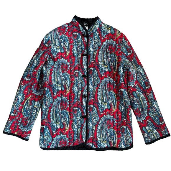 Vintage Red Paisley Quilted Blazer Jacket Women’s Size Small Joray Toggle Button - Picture 1 of 12